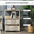 HOMCOM - Commode meuble de rangement chiffonnier 4 tiroirs amovibles 1 étagère 58 x 29 x 103 cm gris blanc - vignette