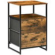 HOMCOM - Chiffonnier design industriel - 2 tiroirs, niche, plateau - châssis acier noir MDF aspect bois avec veinage - vignette
