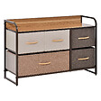 HOMCOM - Commode meuble de rangement 5 tiroirs en tissu 87,5 x 29 x 58 cm Marron et beige - vignette