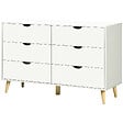 HOMCOM - Commode 6 tiroirs design scandinave piètement effilé incliné bois pin panneaux blanc - vignette