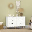 HOMCOM - Commode 6 tiroirs design scandinave piètement effilé incliné bois pin panneaux blanc - vignette