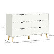 HOMCOM - Commode 6 tiroirs design scandinave piètement effilé incliné bois pin panneaux blanc - vignette