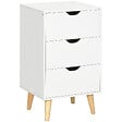 HOMCOM - Meuble de rangement chiffonnier 3 tiroirs design scandinave piètement effilé incliné bois pin panneaux blanc - vignette