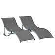 OUTSUNNY - Lot de 2 bains de soleil pliables design contemporain - lot de 2 transats ergonomiques - alu. textilène anthracite - vignette