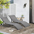 OUTSUNNY - Lot de 2 bains de soleil pliables design contemporain - lot de 2 transats ergonomiques - alu. textilène anthracite - vignette