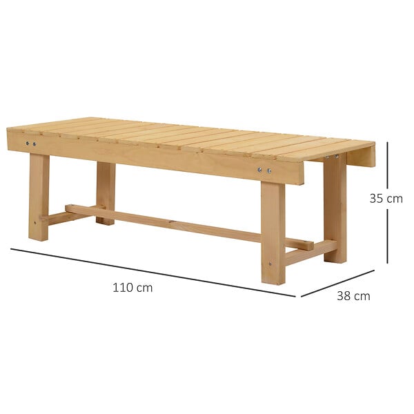 OUTSUNNY - Banc de jardin 2 places style rural chic assise à lattes dim. 110L x 38l x 35H cm bois de sapin pré-huilé - large
