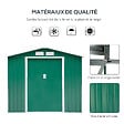 OUTSUNNY - Abri de jardin - remise pour outils - cabanon porte verrouillable - dim. 213L x 130l x 185H cm - tôle d'acier vert - vignette