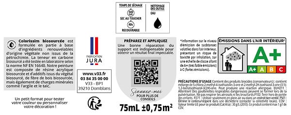 V33 PEINTURE - Peinture Colorissim Velours gris graphite 75 ML - large