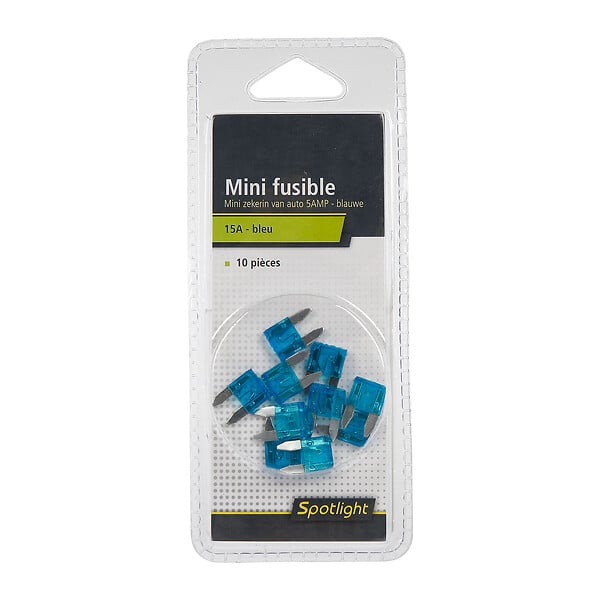 TURBOCAR - Fusible mini enfichable 15amp bleu 10pcs - large