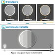AICA SANITAIRE - Simple Bluetooth LED rond miroir de salle de bain tricolore tactile avec anti-buée 60x60cm - vignette