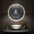 AICA SANITAIRE - Simple Bluetooth LED rond miroir de salle de bain tricolore tactile avec anti-buée 70x70cm - vignette