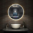 AICA SANITAIRE - Simple Bluetooth LED rond miroir de salle de bain tricolore tactile avec anti-buée 70x70cm - vignette
