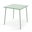 OVIALA - Ensemble table de jardin carrée et 4 fauteuils acier vert sauge - Palavas - vignette