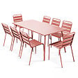 OVIALA - Ensemble table de jardin et 8 chaises en métal argile - Palavas - vignette