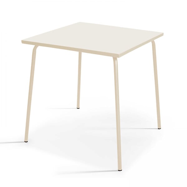 OVIALA - Ensemble table de jardin carrée et 4 fauteuils acier ivoire - Palavas - large