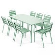 OVIALA - Ensemble table de jardin et 8 chaises en métal vert sauge - Palavas - vignette