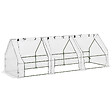 OUTSUNNY - Mini serre de jardin serre à  tomates 270L x 90l x 90H cm acier PE haute densité 140 g/mÂ² anti-UV 3 fenêtres avec zip enroulables blanc - vignette