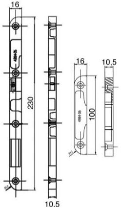 ASSA ABLOY - Jeu de 3 gâches pour serrure 20215 bouts ronds type 16 main droite - large