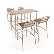 OVIALA - Ensemble table haute et 4 chaises de bar en métal taupe - Palavas - vignette