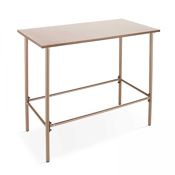 OVIALA - Ensemble table haute et 4 chaises de bar en métal taupe - Palavas - large