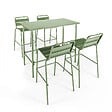 OVIALA - Ensemble table haute et 4 chaises de bar en métal vert cactus - Palavas - vignette