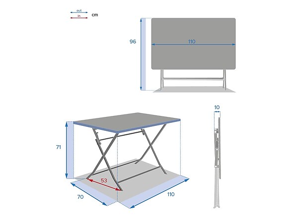HESPERIDE - Table de jardin rectangle Greensboro 110 x 70 cm Groseille - Hespéride - large