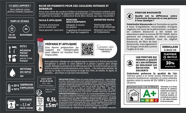 V33 PEINTURE - Peinture Colorissim Velours rouge chili 0,5 L - large