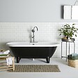 PLANETE BAIN - Baignoire îlot rétro charly noire et blanche avec pieds moderne conique noir - vignette