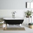 PLANETE BAIN - Baignoire îlot rétro charly noire et blanche avec pieds moderne conique blanc - vignette