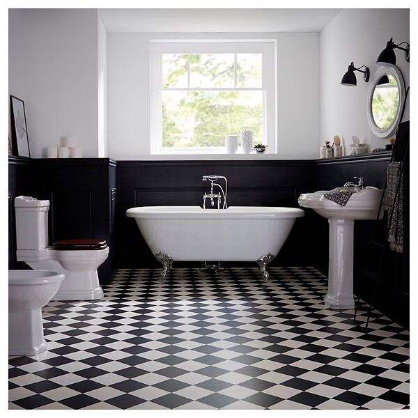 PLANETE BAIN - Baignoire ilot Charly blanche avec pieds patte d 'aigle chrome - large