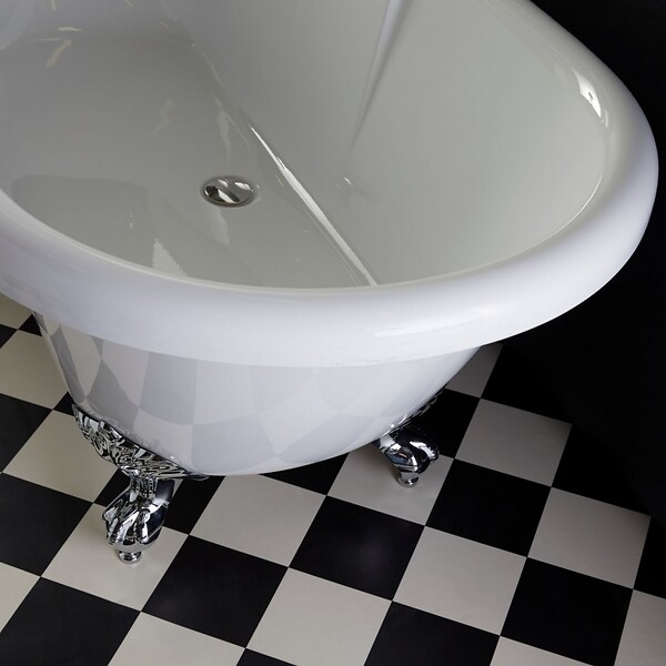 PLANETE BAIN - Baignoire ilot Charly blanche avec pieds patte d 'aigle chrome - large