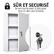 KLEANKIN - Armoire à pharmacie 2 étagères 3 niveaux verrouillable dim. 40L x 18l x 60H cm 2 clés métal blanc - vignette