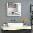 HOMCOM - Armoire murale miroir salle de bain 2 étagères dim. 48L x 14l x 45H cm panneaux particules MDF blanc - vignette