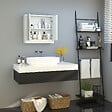 HOMCOM - Armoire murale miroir salle de bain 2 étagères dim. 48L x 14l x 45H cm panneaux particules MDF blanc - vignette