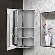 HOMCOM - Armoire miroir salle de bain armoire de toilette murale meuble d'angle 2 étagères dim. 30L x 18,4l x 60H cm acier inox. - vignette
