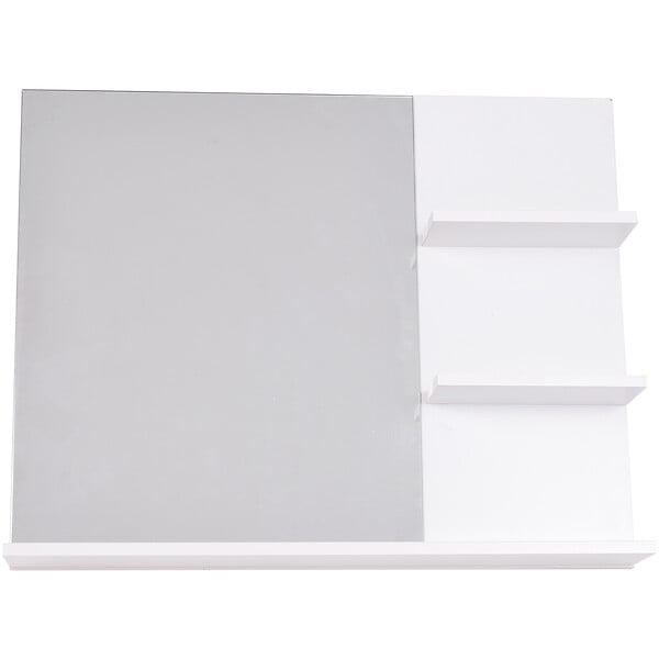 HOMCOM - Miroir de salle de bain avec étagères - 2 étagères latérales + grande étagère inférieure - kit installation fourni - MDF blanc - large