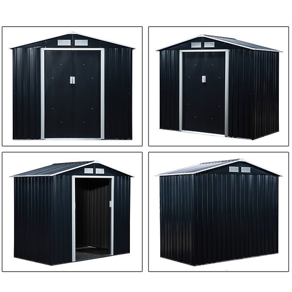 OUTSUNNY - Abri de jardin - remise pour outils - cabanon porte verrouillable - dim. 213L x 130l x 185H cm - tôle d'acier gris - large