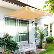 OUTSUNNY - Store banne manuel rétractable aluminium polyester imperméabilisé 3L x 2,5l m orange blanc rayé - vignette