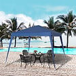 OUTSUNNY - Tonnelle barnum de jardin pop-up pliant 2,4L x 2,4l x 2,5H m acier polyester imperméabilisé anti UV avec sac de transport bleu - vignette