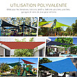 OUTSUNNY - Voile d'ombrage rectangulaire 3 x 4 m polyéthylène haute densité résistant aux UV coloris sable - vignette