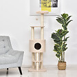 PAWHUT - PawHut Arbre à Chats avec Griffoir Niche Poteaux Peluche Haute Densité 45L x 40L x 148H cm Beige - vignette