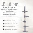 PAWHUT - Arbre à chat poteau à griffer L40 x l 34 x H 230-260 cm 5 niveaux d'activités gris - vignette