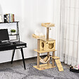 PAWHUT - Arbre à chats design contemporain griffoirs grattoirs sisal naturel niche plate-formes hamac boule panneaux particules beige - vignette