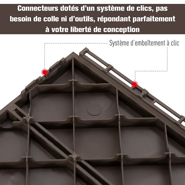 OUTSUNNY - Caillebotis - dalles terrasse - lot de  9 - emboîtables, installation très simple - petits carreaux composite plastique imitation bois chocolat - large
