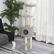 PAWHUT - PawHut Arbre à Chats avec Griffoir Niche Poteaux Peluche Haute Densité 45L x 40L x 148H cm Gris - vignette