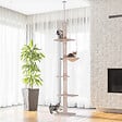 PAWHUT - Arbre à chat poteau à griffer L40 x l 34 x H 230-260 cm 5 niveaux d'activités beige - vignette