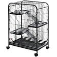 PAWHUT - PawHut Cage pour Petits Animaux Roulante 3 Rampes 3 Plates-formes Plat et Bouteille d'Eau Bac Inférieur Amovible Acier PP Noire - vignette