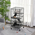 PAWHUT - PawHut Cage pour Petits Animaux Portable avec 2 Portes Hamac Métal PP 52 x 52 x 113,5 cm Gris - vignette