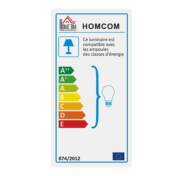 HOMCOM - Lampadaire trépied style scandinave 40 W max. dim. 45L x 45l x 152H cm bois de pin lin beige - large