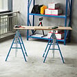 HOMCOM - Lot de 2 tréteaux pliables télescopiques hauteur réglable 80-130 cm bleu - vignette